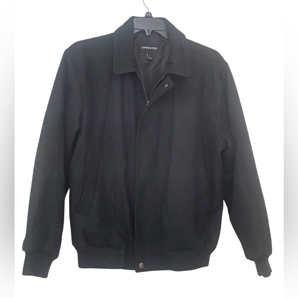 London Fog Men's Classic Black Bomber Jacket Size Large
